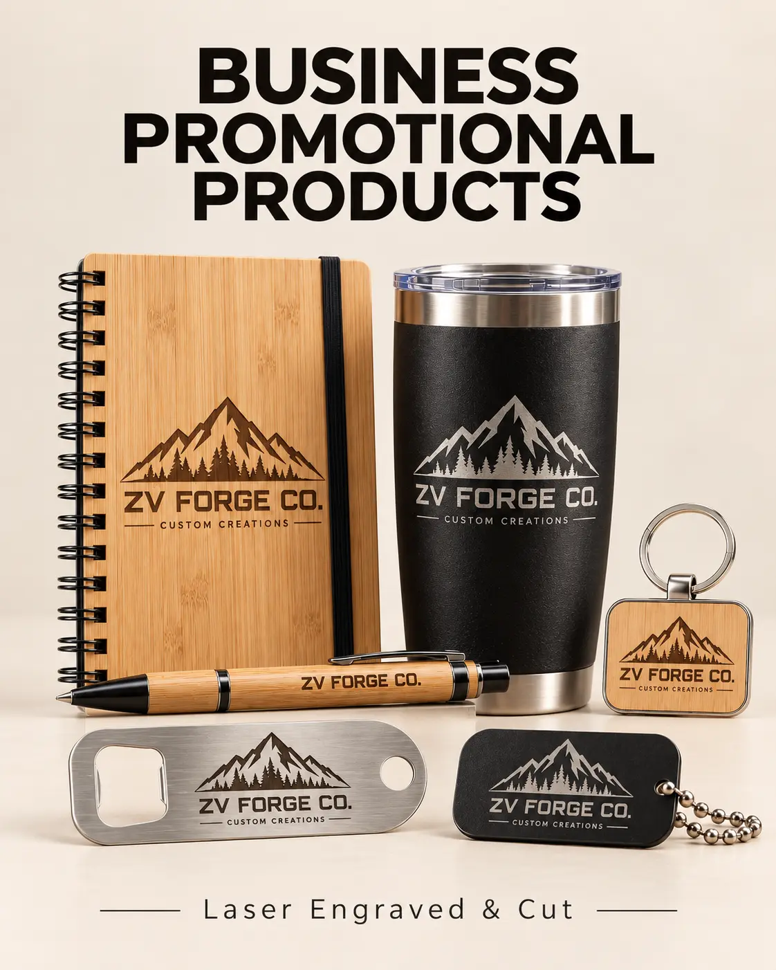 Engraved promotional products and branded drinkware